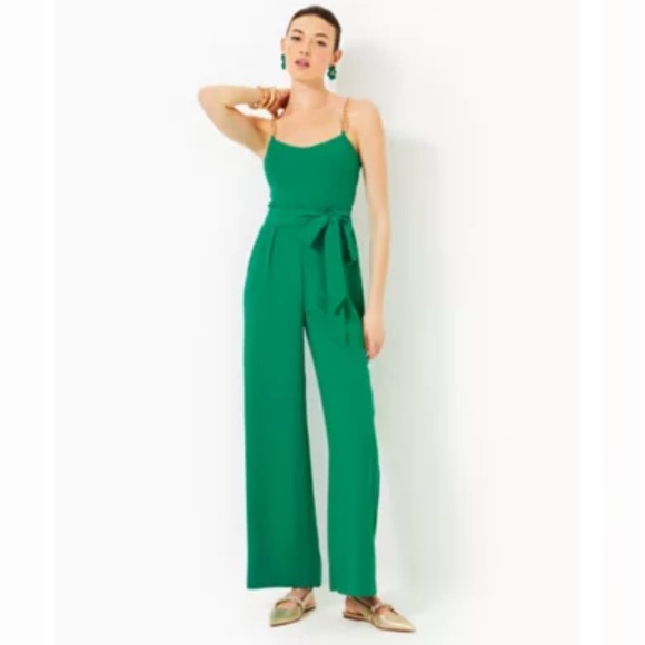 NWT $248Lilly Pulitzer Zemira Sleeveless Jumpsuit Fiddle Leaf Green Size 14